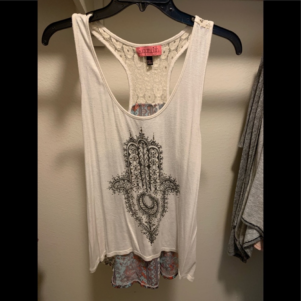 XL Sugar High Hamsa design racerback tank top
